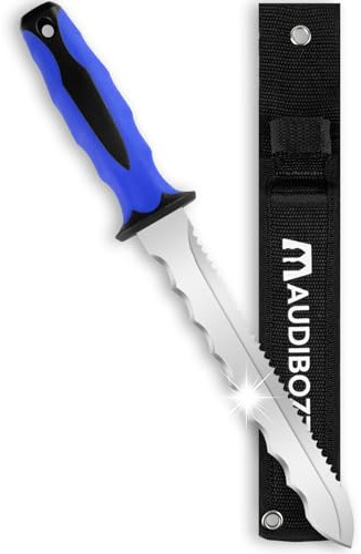 minyuexia Duct knife: 7.87-inch stainless steel Insulated Knife blade - Sod knife double-sided sharp blade with Nylon sheath, Suitable for thermal insulation wool, rock wool