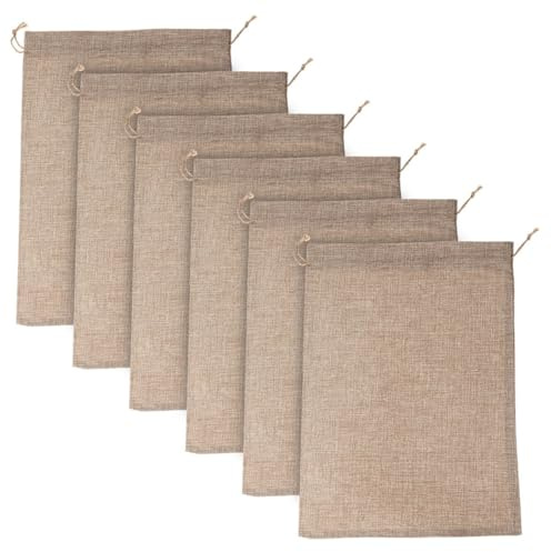 SAFIGLE 6 Sacchetti Coulisse in Juta Beige per Conservazione Verdure e Cereali, Borsa Traspirante di Iuta 20x30cm per Stoccaggio Piante e Uso Quotidiano