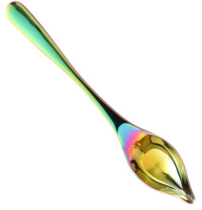 NOLITOY Cuillère à Épices Acier Inoxydable Irisée Bec Fin pour Sauce et Assaisonnement Design Goutte Eau Anti-débordement Résistance Chaleur pour Cuisine Maison et Restaurant