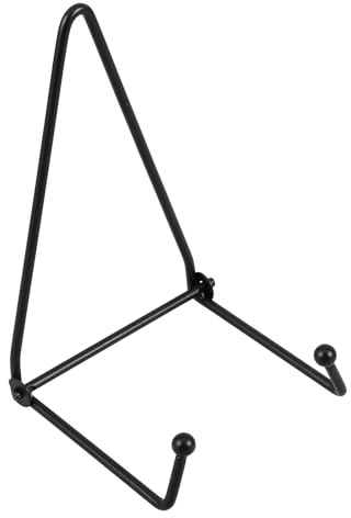 Kisangel Support Mural Métal pour Assiette Décorative Chevalet pour Présentation de Photos et Objets Design Minimaliste avec Bords Ronds pour Maison et Bureau Noir Petit Modèle