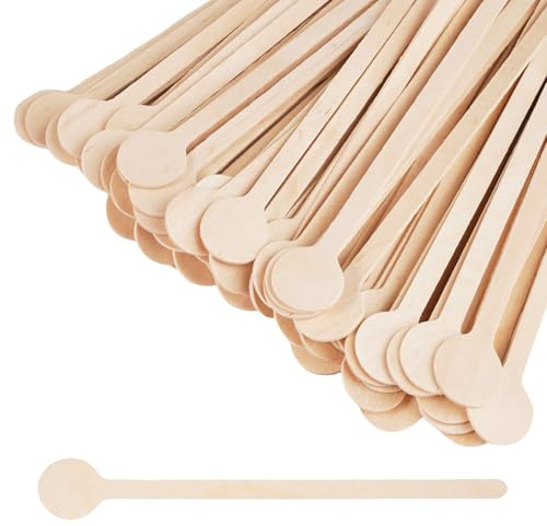 100 Pezzi Palette Caffe Monouso, 15 cm Palette Caffe con Testa Rotonda Monouso Bastoncini Legno Facile da Mescolare per Caffè, Latte, Tè, Cocktail in Casa, Bar, Ristoranti
