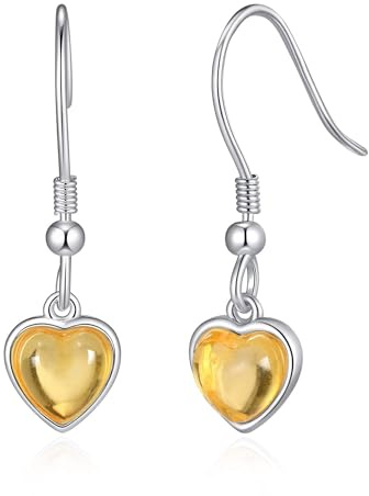 Philip Jones Sterling Silver Amber Heart Drop Earrings