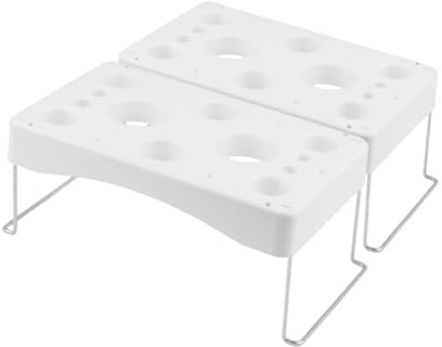 BESTOYARD 2pcs Frosting Bag Stand with 12 Holes, Plastic and Stainless Steel Pastry Bag Holder Featuring 360° Decorating Convenience and Stable Structure, for Home Bakers and Pastry Studios