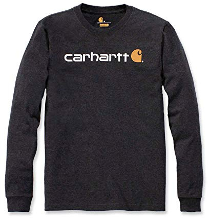 Carhartt herr T-tröja Långärmad arbetskläder signatur grafisk T-shirt - kärnlogotyp , Kolljung, XXL