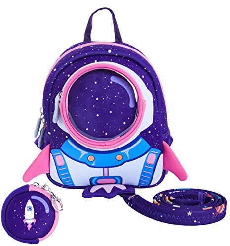 yisibo Rocket Toddler Backpack with Harness Leash Snack Nursery Bags for Kids Baby Boy Girl 1-3 Years Old(Purple)