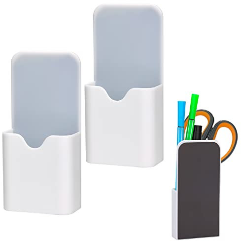 LUTER 2pcs Magnetischer Stifthalter, Magnetisch Marker Halter Pen Container Heim Büro Lieferungen für Kühlschrank Whiteboard Schließfach (Weiß)