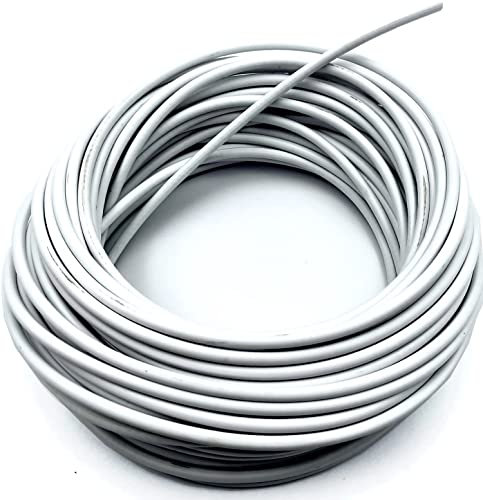 TEKLiNe Cuerda Acero Latón 20mt 4,5mm Recubierto revestimiento plástico Cable Carga Tendedero Cuerda de Acero Color blanco, Cuerda Cable 20mt Acero Plastificado