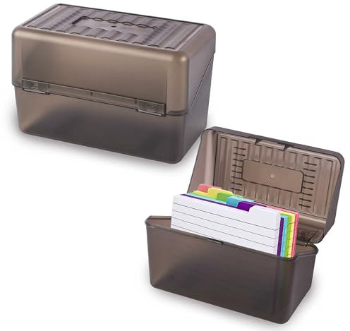 Connextion 2 Stück Karteikarten Box,Lernkarteibox Karteikasten für 800 Karten A7 A8,2 Karteikartenbox, Tragbare Karteikassette für Lernen Notizen Schulsachen Büro Zuhause (Grau)