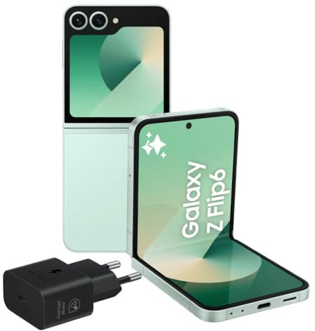 Samsung Galaxy Z Flip6 Smartphone AI pieghevole, Caricatore Incluso, RAM 12GB, 256GB, Dual SIM, Display 3,4 Super AMOLED/6,7 Dynamic AMOLED 2X, Fotocamera 50 MP, Mint [Versione italiana]