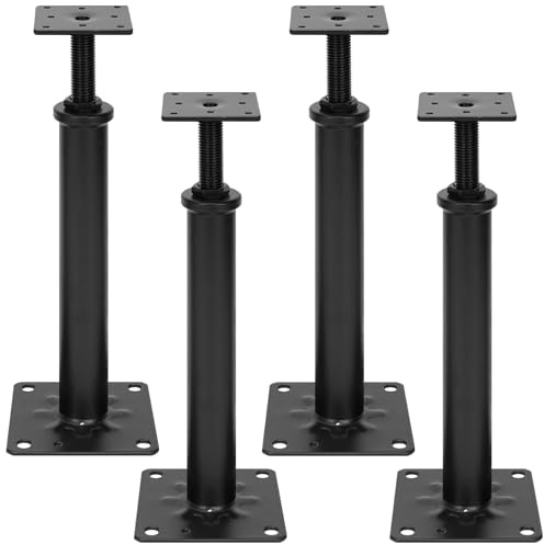 4 PCS House Jacks for Leveling, Adjustable Basement Floor Jack Post, 11.6 to 16.1 Height Range, 8800 lbs Min and Max Height Capacity, Telescoping Jack for Temporary Support(Black)