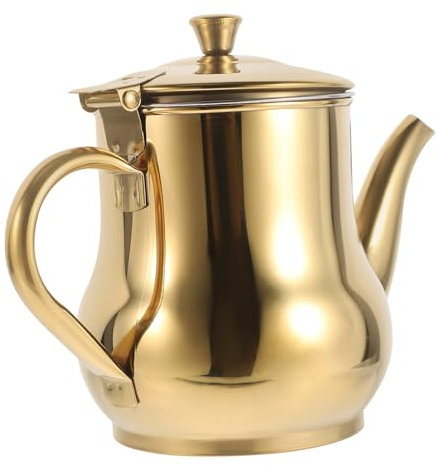 SHOWERORO Dispensador De Aceite Acero Inoxidable Con Filtro 24oz Botella Para Almacenar Aceite Jarrita De Cocina Práctica Diseño Multifuncional Adecuado Para Freír y Salsas Color Dorado