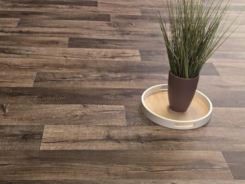 PVC Bodenbelag Vinylboden in kontrastreicher Holz Optik, Zuschnitt (4m breit, 5m lang)