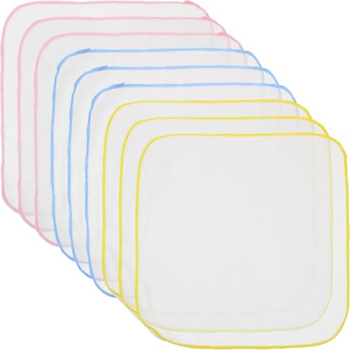 JOINPAYA 9 Stück-pack Baumwoll Spucktücher 25x25 Cm Kleine Quadratische Tücher Saugfähig für Neugeborene und Babys