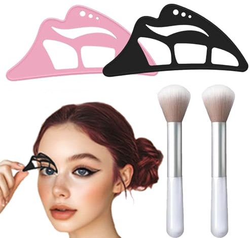 2 Stück Lidschatten Schablone WISIRENT, Eyeliner Schablone Lidschattenvorlage Silikon Eyeliner Schablonen, Wiederverwendbares Lidschatten Hilfstool, Eyeshadow Template mit Make Up Pinsel für Eyeliner