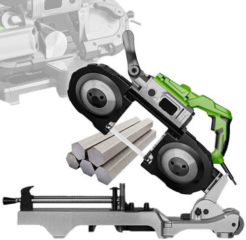 levigationlu Sega a Nastro da 1100W con 2 Lame, Taglio a Freddo, Sega a Nastro Portatile con Luce LED, Base Rimovibile, per Lavori di Taglio di Legno/Vetro/Metallo/Carne