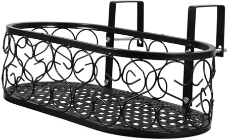 INOOMP Blumentopfhalter Balkon aus Eisen mit Eleganten Mustern Stabil und Langlebig Hängend für Outdoor Balkone Dekorativer Blumenständer mit Abgerundeten Ecken