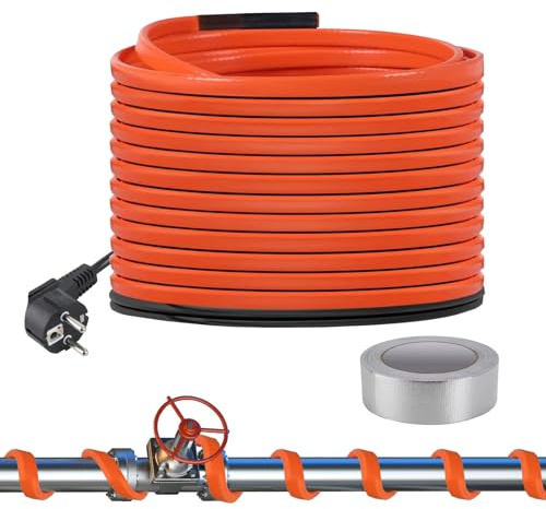 Frostschutz Heizkabel 12M, Selbstregulierendes Heizkabel mit Eingebautem Thermostat, Rohrbegleitheizung Heizkabel 25 W/M für Metall/Kunststoff Hausrohren, Dachrinnen, Kanalisationsleitungen