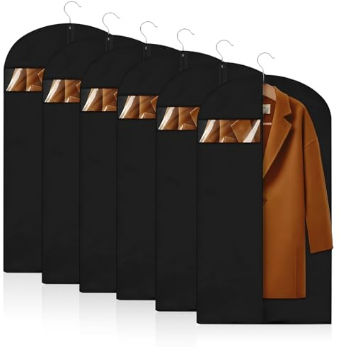 6 Stück Kleidersack, 100 x 60 cm Staubdicht Kleidersäcke mit Reißverschluss Atmungsaktive Anzug Transporttasche Reisetasche für Jacken und Kleid Aufbewahrung Kleiderhülle (Schwarz)