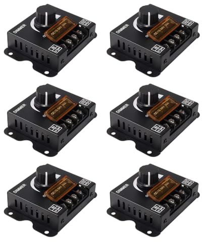 BAIFULAI Lot de 6 variateurs de bande lumineuse LED : aluminium DC 12 V-24 V 30 A PWM LED bande gradateur variateur d'intensité variable en continu 12 V pour bandes lumineuses monochromes et