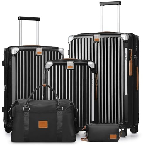 Joyway Juego 5 Maletas ABS+PP, Ruedas 360°, Portavasos y Bolsa de Viaje