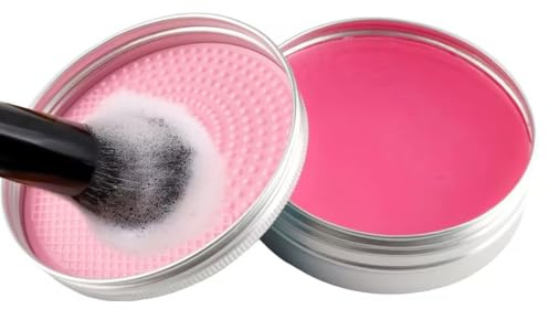 Juego de limpiador de brochas de maquillaje, jabón de 100 g, limpieza profunda de brochas de maquillaje, esponjas de maquillaje y polvos de esponja, fórmula suave que protege las cerdas, fácil de