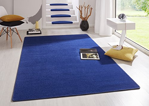 Hanse Home Indoor Teppich Fancy – Wohnzimmerteppich einfarbig Modern Velours Teppich für Esszimmer, Wohnzimmer, Kinderzimmer, Flur, Schlafzimmer, Küche – Blau, 160x240cm
