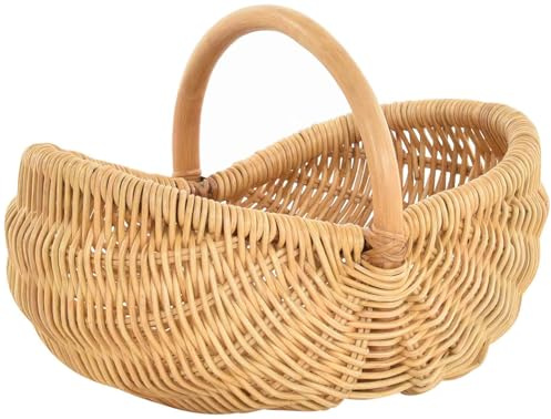 Einkaufskorb/Bügelkorb/Shopper aus echtem Rattan, Henkel- Trage-Korb leicht und stabil (Honig)