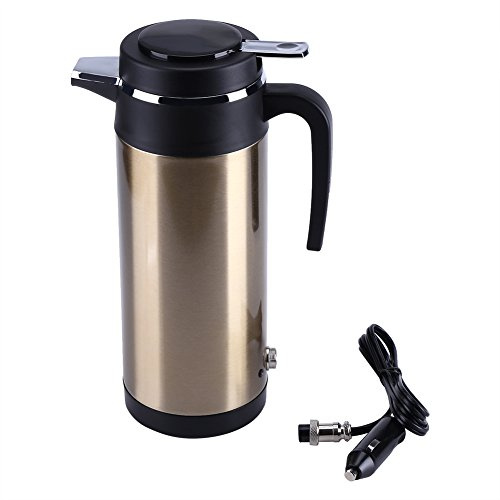 Eboxer Bouilloire électrique de Voiture 12v Bouilloire en Acier Inoxydable Portable Chauffe-Eau Voyage 800mL DC 12V Allume-Cigare