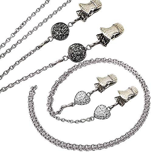 Mimimelon Heart Glasses Chains Eyeglasses Strap Clip Sunglasses Holder Lanyard Cord Set of 2(white round+gray heart)