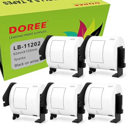Doree 5 rollos DK11202 62 x 100mm etiqueta de dirección de envío 300/rollo