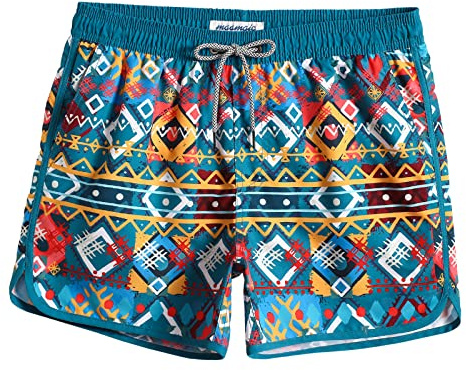 maamgic Costume Uomo Mare Vintage Asciugatura Rapida Costume da Bagno Pantaloncini Corto Swim Trunks con Fodera Rete e 3 Tasche Fossato Colorato XL
