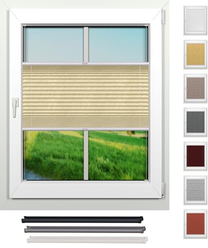 tilldekor ® Plissee auf Maß - individuell konfigurierbar für die Montage in dem Fensterrahmen oder Klemmfix ohne Bohren (Crushed, Höhe 130-229 cm)