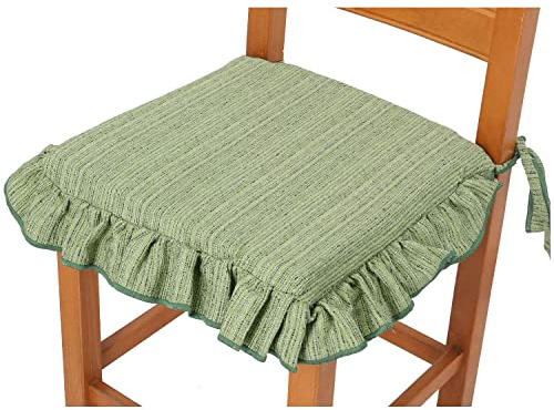 Casatessile Cojín de Silla con Ruffle y cordón Melange Cojín Funda Silla Acolchado 38x38 cm. - Verde, Cada Pieza