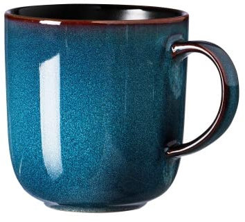 Ritzenhoff & Breker Bali Kaffeebecher 6er Set, 400 ml, Runde Henkelbecher mit Farbverläufen, Skandinavisches Design mit Reaktivglasur, Steinzeug, Blau