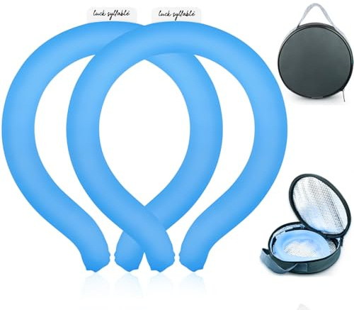 2PCS Neck Cooling Tube with Insulated Bag, Reusable Ice Ring Coolers Wearable Body Cooling Products, Neck Coolers for HotWeather