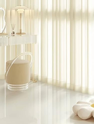 Moderne Gardinen Wohnzimmer, Cremebeige Ösen Voile Halbdurchsichtige Vorhänge für Wohnzimmer102 x 214 cm