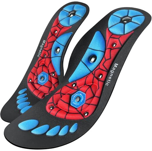 OSDUE Magnetiska innersulor, unisex akupressursulor, ortopediska gelinlägg, lindra plantar fasciitis reflexologiinlägg för män och kvinnor 44–47 storlekar A