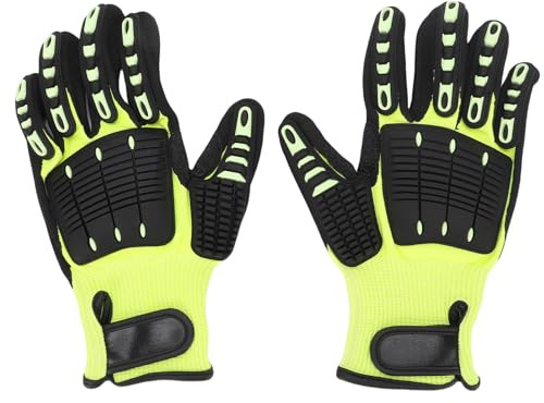 KELFEEAO Guanti da Lavoro di Sicurezza, Guanti Anti-Impatto Anti-Vibrazioni con Rivestimento in NBR Fodera in Maglia Guanti di Sicurezza Professionali per Utensili Elettrici e (M)