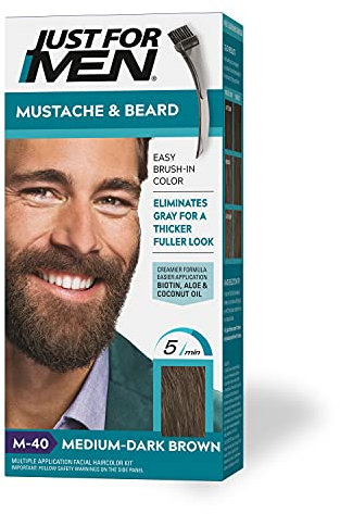 Just for Men Brush-In Color Gel for Mustache Beard & Sideburns Medium-Dark Brown M-40