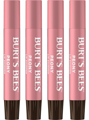 Burt's Bees 100% Natural Moisturizing Lip Shimmer, Peony - 4 Tubes