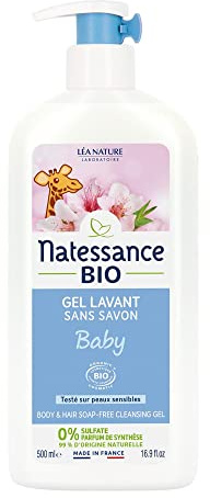 Natessance Naturel Baby Care Reinigungsgel für Körper und Haar, seifenfrei, 500 ml, 2 Stück