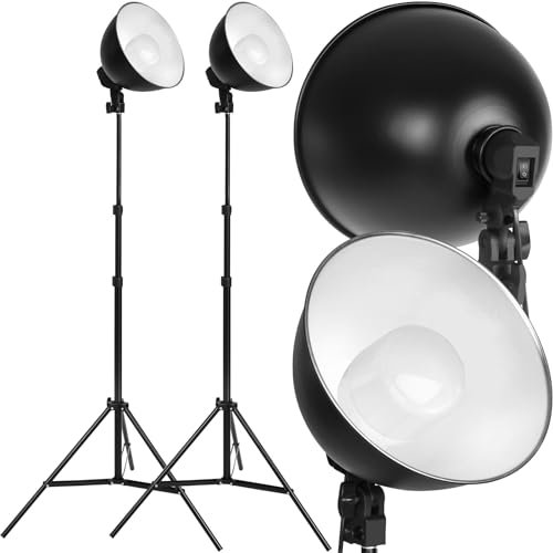 tectake® Kit iluminación Estudio fotográfico, Set de Softbox con Trípode. Iluminacion Fotografia, Foco Luz, Foco de Luz Fotografia, Accesorios para Video y Youtube - 2 Lámparas