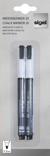 SIGEL GL178 Chalk Marker 20, round-tip 1-2 mm, white, 2 pcs.