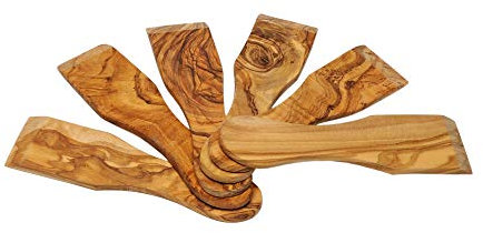 Madera de olivo Raclette Espátula Set 6 Piezas Aprox. 14 cm Rebanada con bonito Grano único de Olivas madera