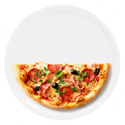 van Well Grande assiette à pizza italienne - Diamètre : 30,5 cm - Blanc - En porcelaine XL - Pour pizza et pâtes - Passe au micro-ondes et au lave-vaisselle - Bien empilable - Vaisselle pour la