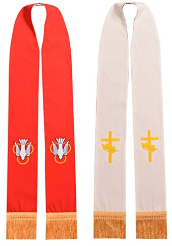 BLESSUME Iglesia Estola Sacerdote Bordado (Red & White)