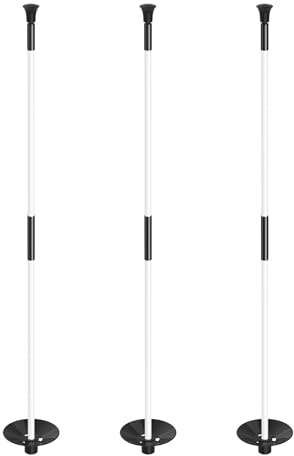 KINGTOP Golfflaggstång mini, övning att sätta grön flaggpinne för gården, stång | stift | flaggstång, bärbar 2-sektionsdesign, 3 fot, 3-pack, vit