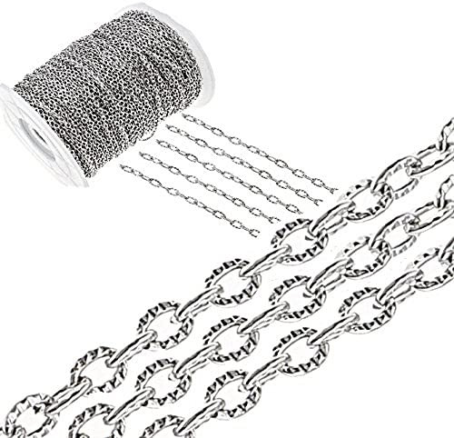 Perlin 3 metri, catena a maglie collegate in metallo, ovale, catena a maglia barbazzale da 4 mm, in argento tibetano, al metro, per la creazione di gioielli, fai da te