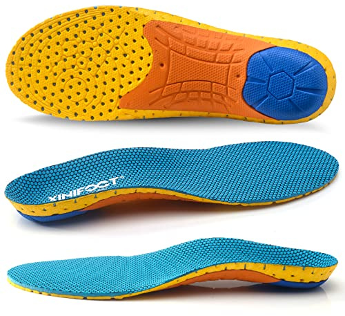 XINIFOOT 2 Paar professionelle Einlegesohlen gegen Plantarfasziitis, Laufsohlen, hochelastische Polsterungen zur Entlastung der Füße, stoßdämpfende, atmungsaktive Sport-Einlegesohlen für Frauen