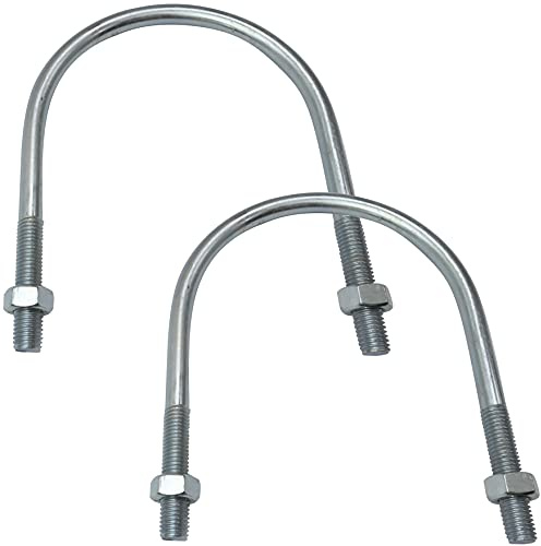 AERZETIX - C48547 - Satz von 2 U Bolzen und 4 muttern - bügelbolzen - bügelschraube M12-183x130mm - aus verzinktem kohlenstoffstahl - für rohrleitungen
